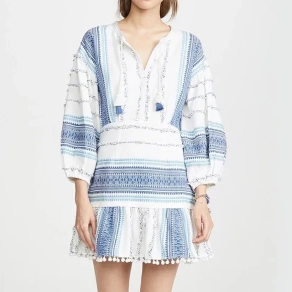 SAYLOR White and Blue Textured Top